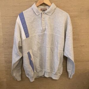 Vintage Josh Ashford Sport Polo Sweatshirt | Grey & Blue | Size Large